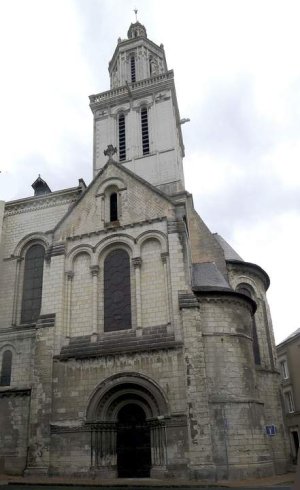Exterior view of Trinité church in Angers, France showing architectural details