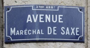 street name plaque for avenue Maréchal de Saxe in Lyon’s 3rd arrondissement