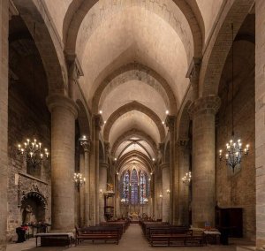 Interior of Basilica of St. Nazaire and St. Celse showing architectural details