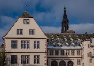 Exterior view of Strasbourg Historical Museum building during winter