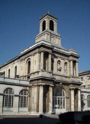 Interior view of the chapel at Lariboisière Hospital with architectural details