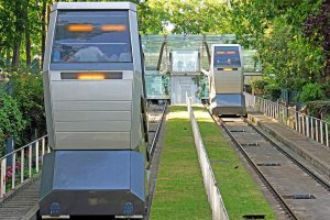 Montmartre funicular cable car ascending Paris hill