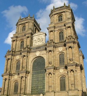 Exterior view of Rennes Cathedral showcasing its gothic architectural features
