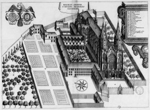 17th century engraved plan showing Abbaye Saint-Nicaise in Reims