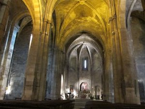 Interior view of the Abbey of St. Victor church in Marseille showing architectural details