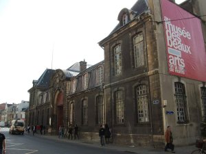 Historic eighteenth century façade of the Museum of Fine Arts of Reims, former Abbey Saint-Denis