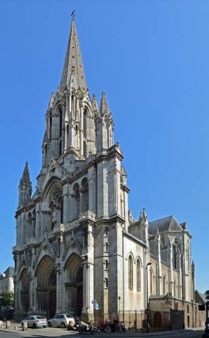 Exterior view of Saint Clement church in Nantes with gothic architectural details