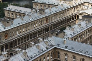 Hôtel-Dieu of Paris viewed from the Notre-Dame Cathedral across the river