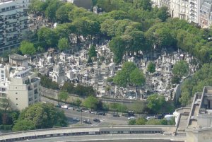 Aerial view showing Passy Cemetery and Palais de Chaillot in Paris