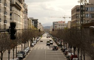 view of avenue Jean-Jaurès looking south in Gerland neighborhood Lyon Rhône