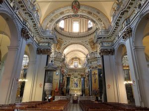 intricate ceiling and architectural details inside Nice Cathedral Sainte Reparate
