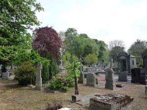 Rows of gravestones in East Cemetery in Lille, France