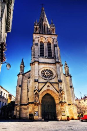 Church of St. Anne in Montpellier with surrounding city buildings