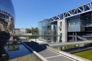 Exterior view of the Cité des Sciences et de l'Industrie at Parc de La Villette in Paris