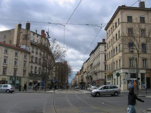 Place Gabriel Péri showing old city hall building of La Guillotière district in Lyon