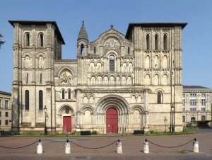 Exterior view of the Church of the Holy Cross, Abbatiale Sainte-Croix in Bordeaux