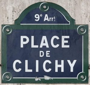 Street name plaque for Place de Clichy in Paris