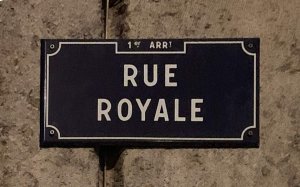 Rue Royale street name sign in Lyon