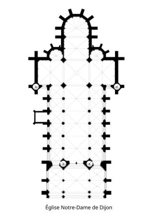 Architectural design plan of the Church of Notre-Dame of Dijon