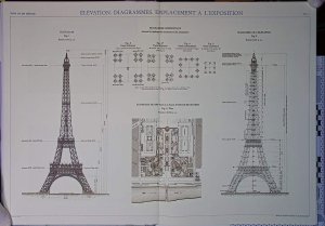 Detailed final schematic drawing of the Eiffel Tower's original design