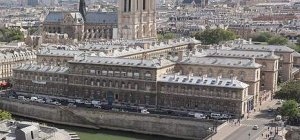 aerial view of Hôtel-Dieu de Paris seen from Tour Saint-Jacques