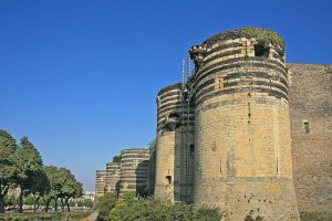 View of Château d'Angers fortress in Pays de la Loire region France