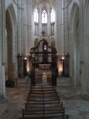 Interior view of Royal Abbey of Saint-Germain d'Auxerre showing architectural details