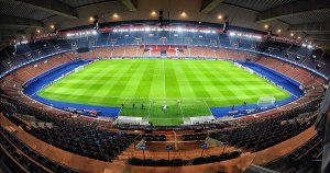 Interior view of Parc des Princes stadium from the presidential stand