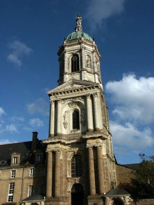 Exterior view of Notre-Dame en Saint-Mélaine church in Rennes, France