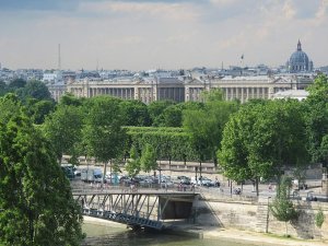 Panoramic view of Paris from the terrace of the Musée d'Orsay rooftop restaurant