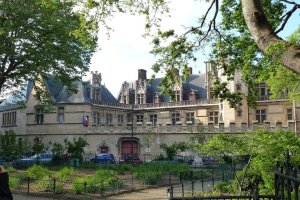 South facade of the Museum of the Middle Ages in Paris with historic stone architecture