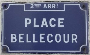Street name plaque reading Place Bellecour in Lyon, France