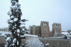 Winter view of the Abbey of St. Victor in Marseille with surrounding stone architecture