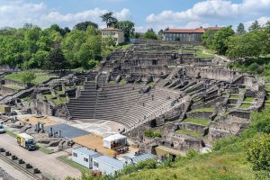 Ruins of the ancient Roman theatre in Lyon, known as Lugdunum