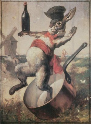 Illustration of Au Lapin Agile cabaret sign painted by André Gill
