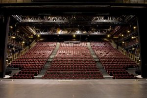 Interior view of Jean Vilar hall at Theatre National de Chaillot with seating