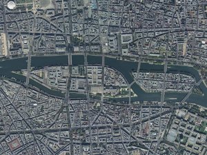 Aerial orthophotograph showing Île de la Cité and Île Saint-Louis in Paris