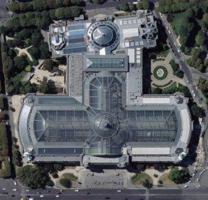 aerial view of the Grand Palais in Paris captured by orthophotography