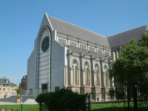 Facade of Lille Cathedral Notre-Dame-de-la-Treille in northern France