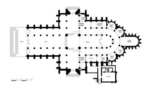 Architectural plan of Lille Cathedral Notre-Dame-de-la-Treille showing design layout