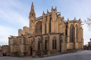 Exterior view of Basilica of Saints Nazarius and Celsus in Carcassonne, France