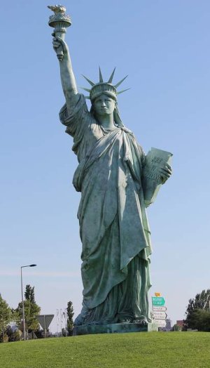 Statue of Liberty replica standing outdoors in Colmar, France