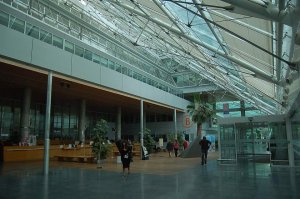 Interior hall of Georges Pompidou European Hospital with modern design elements