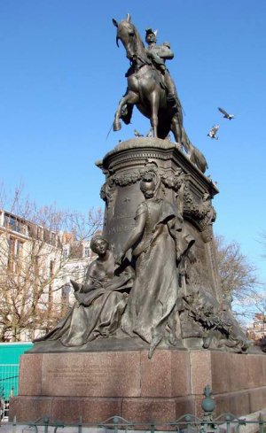 Equestrian statue of General Louis Faidherbe by Antonin Mercié located at Place Richebé in Lille
