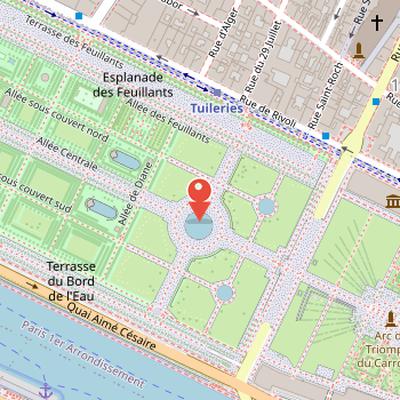 Map showing the location of Paris 2024 cauldron in Paris