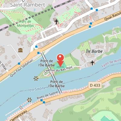 Map showing the location of Abbaye de l'Île Barbe in Lyon