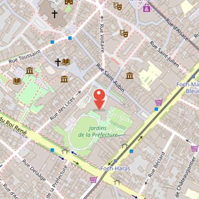 Map showing the location of Abbaye Saint-Aubin in Angers