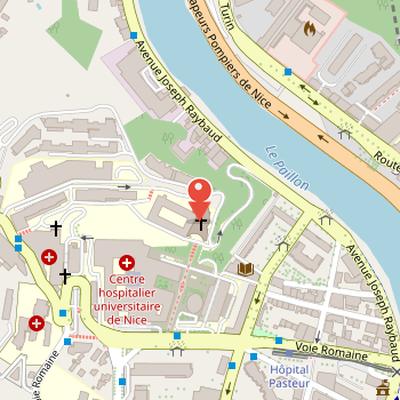 Map showing the location of Abbey of St Pons in Nice