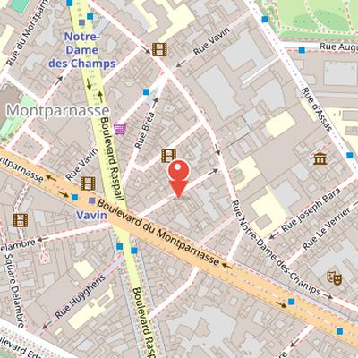 Map showing the location of Académie Colarossi in Paris