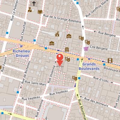 Map showing the location of Académie Julian in Paris